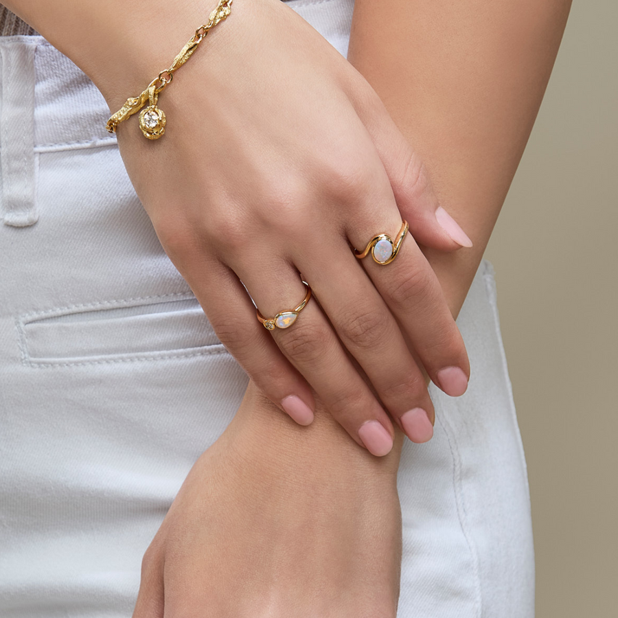 'Equilibrium' 18ct Yellow Gold & Opal Ring
