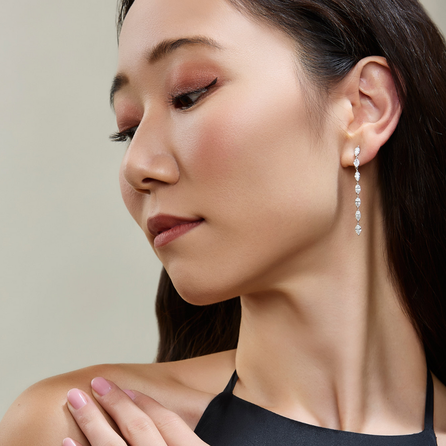 18ct White Gold Marquise Cut Diamond Earrings