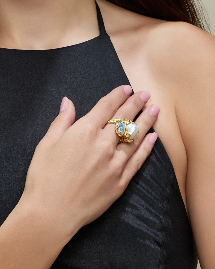 'Ellory' Opal & Australian South Sea Pearl Ring