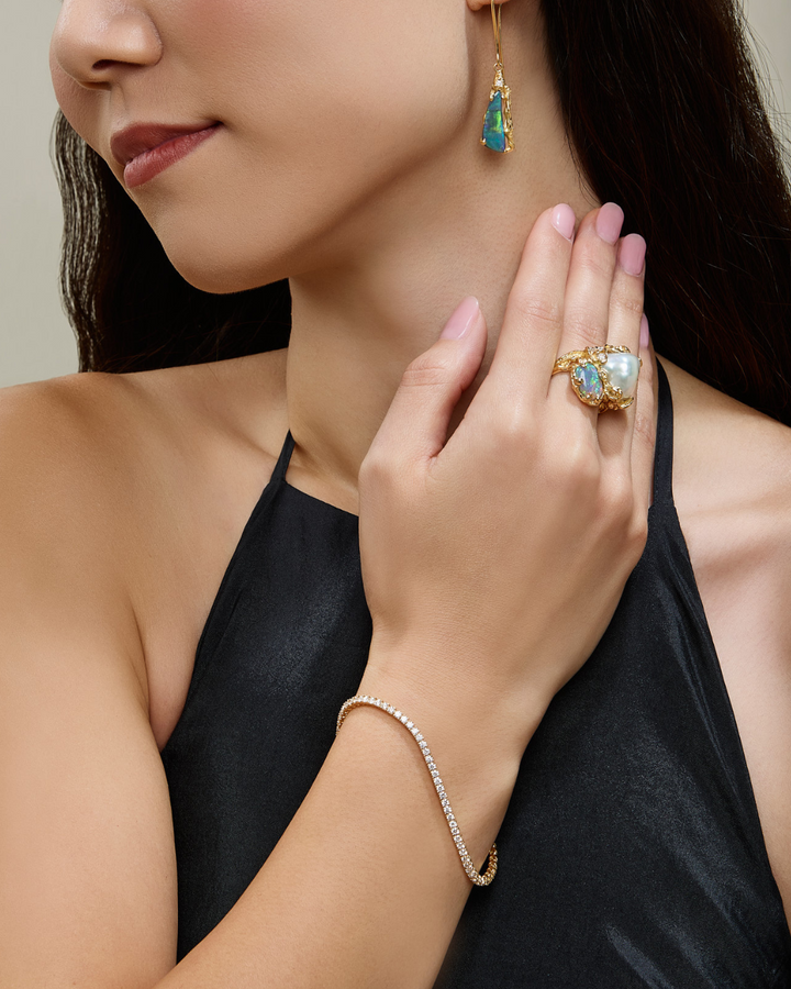 'Ellory' Opal & Australian South Sea Pearl Ring