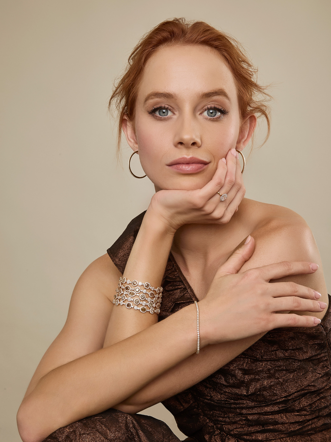 'Majestic' Champagne & White Diamond Bracelet