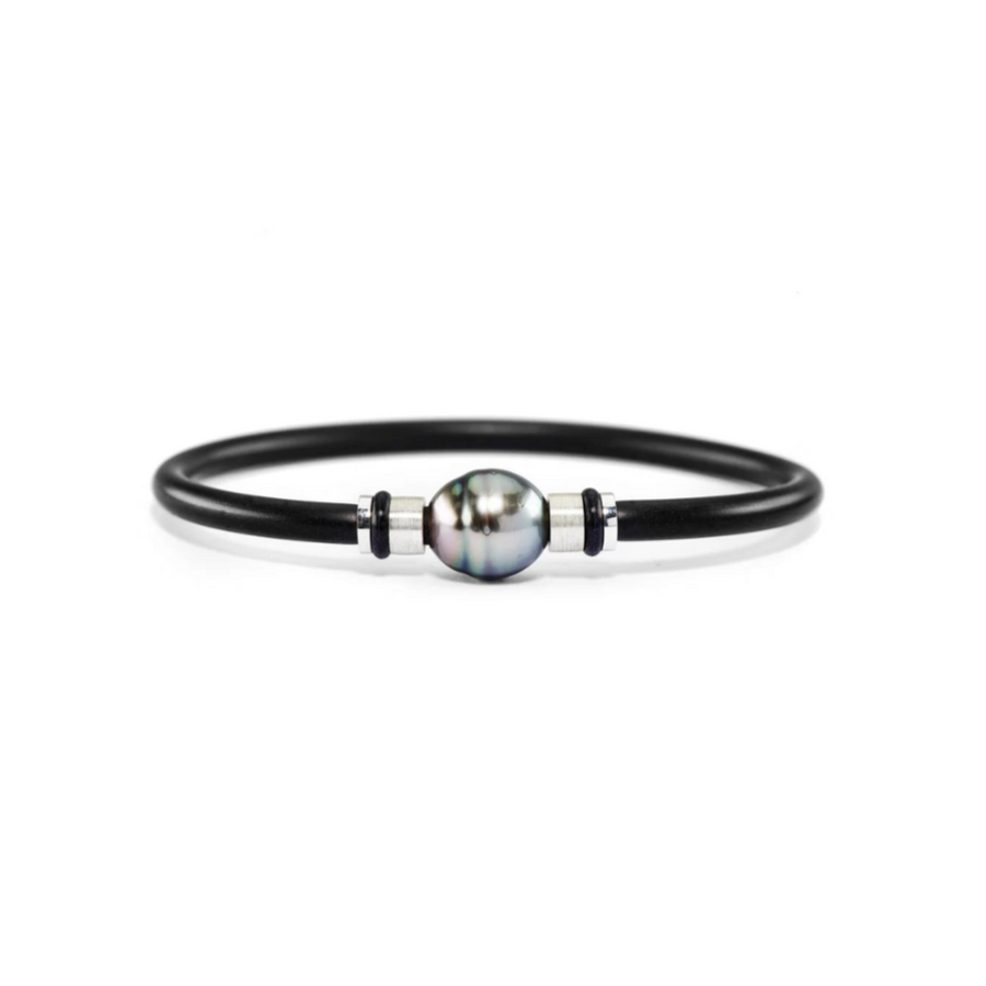 Tahitian Circle Pearl & Silver Bangle