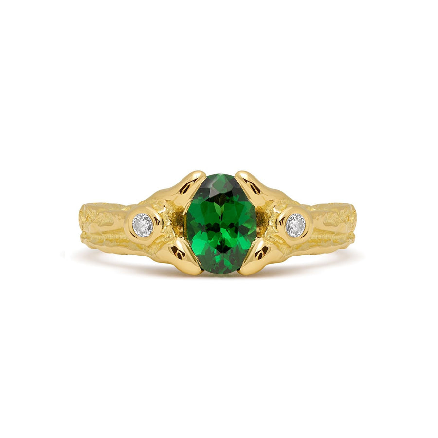 Green Tourmaline & Diamond 18CT Yellow Gold Ring