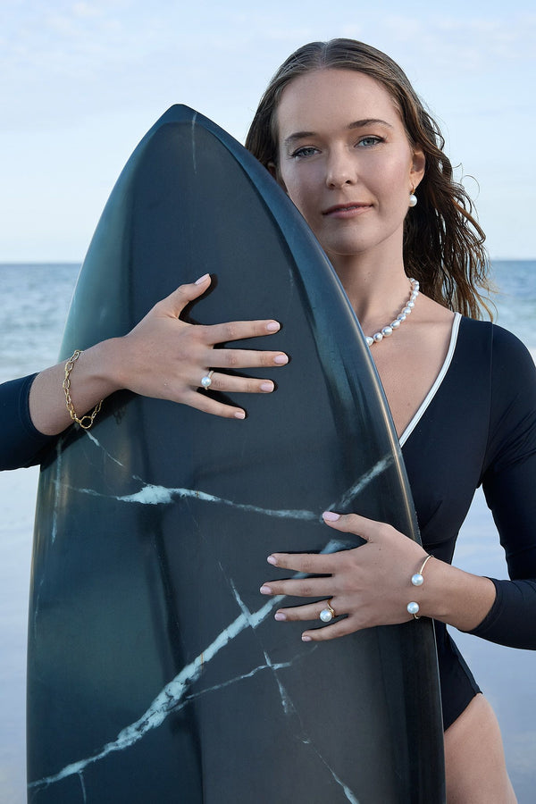 'Ocean flow' 18ct Gold Australian South Sea Pearl Bangle