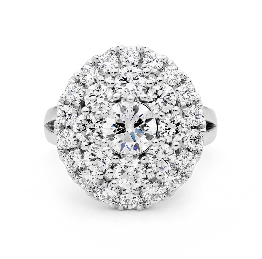 Oval Shaped Cluster Ring