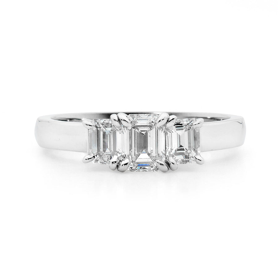 Emerald Cut Three Stone Diamond Ring online jewellery shop perth jewellery stores jewellery stores perth australian jewellery designers bridal jewellery australia diamonds perth diamond rings perth designer engagement rings engagement rings perth diamond engagement rings