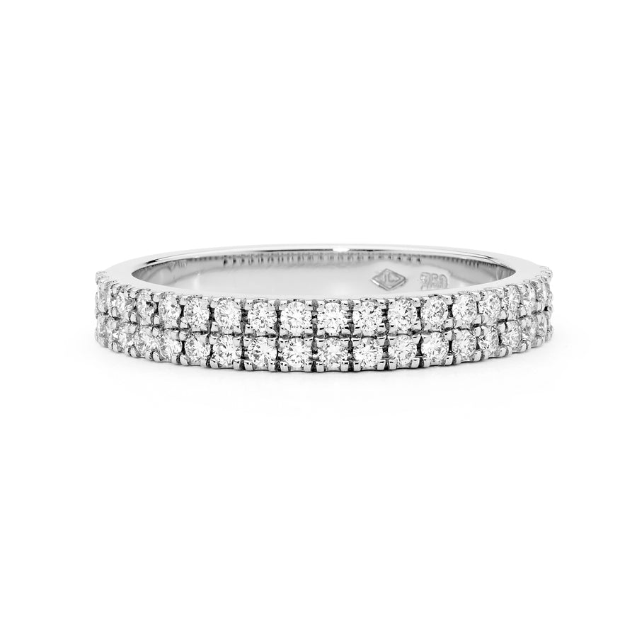 Scalloped Set Double Row Diamond Ring