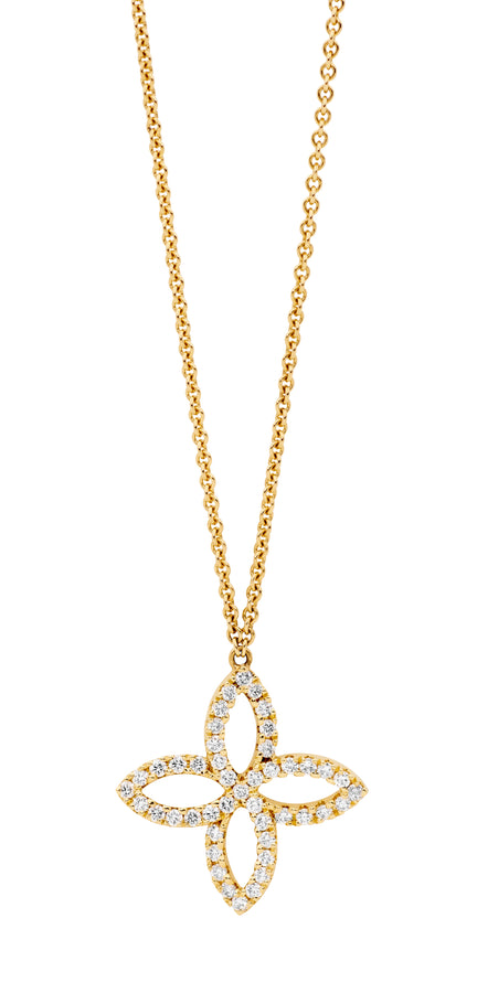 Yellow Gold Diamond Flower Necklet