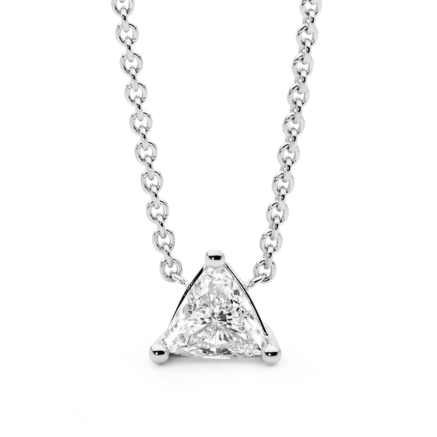 Trilliant cut diamond solitaire necklace