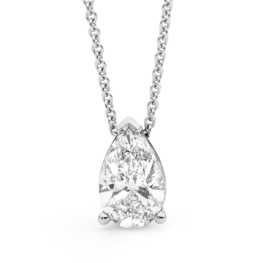 Pear cut diamond solitaire necklace