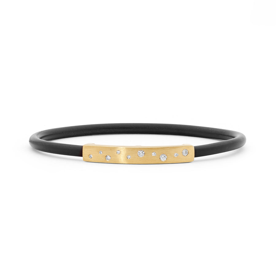 Yellow Gold Diamond Neoprene Bangle