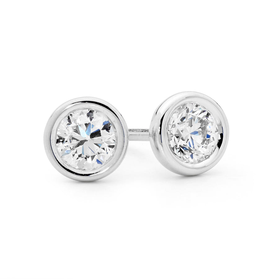 Bezel Set Diamond Earrings