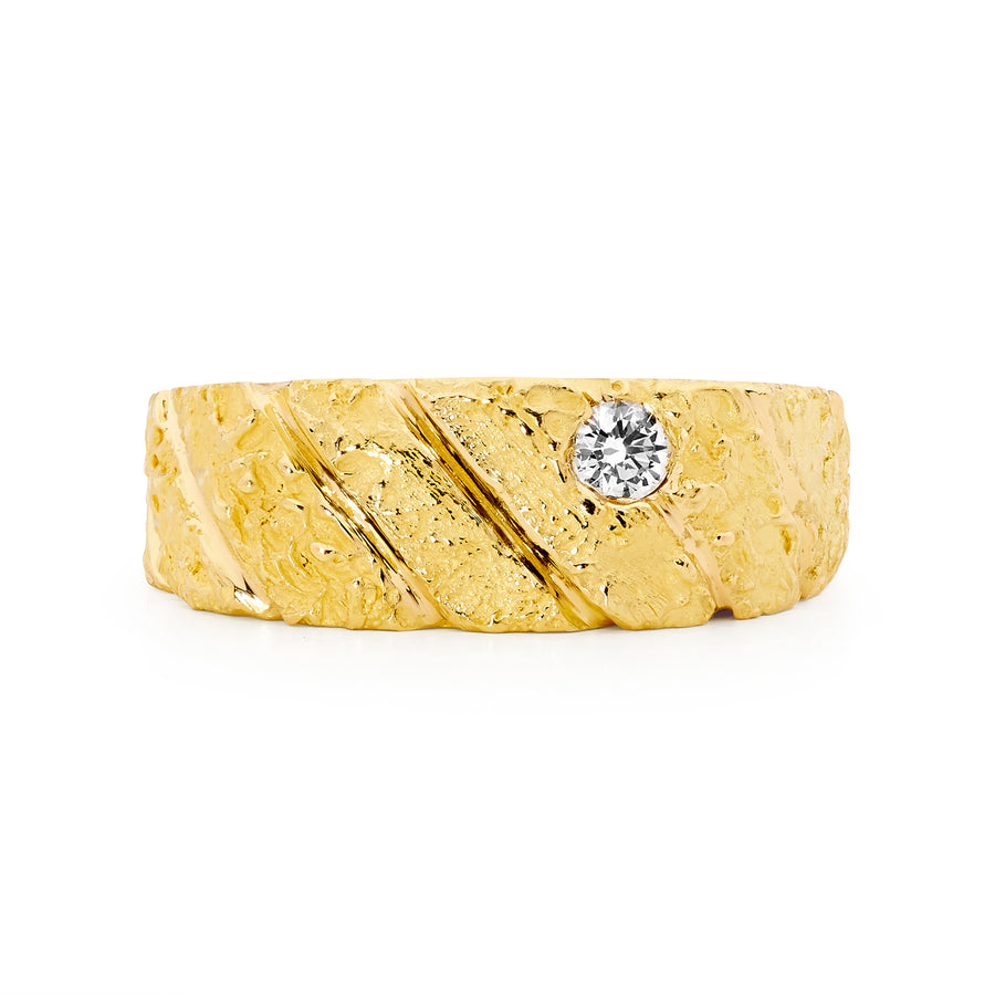 White diamond signet style freeform ring