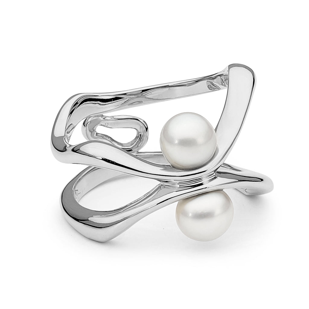 Twin shop pearl ring