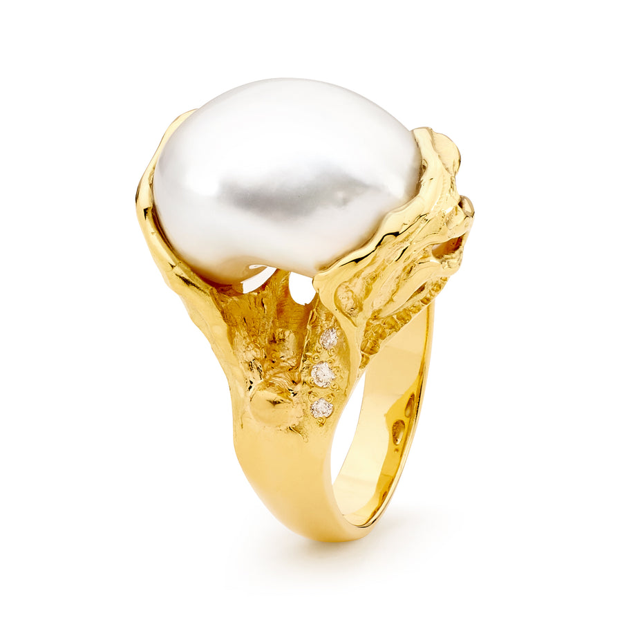 Baroque Pearl Freeform Style Ring