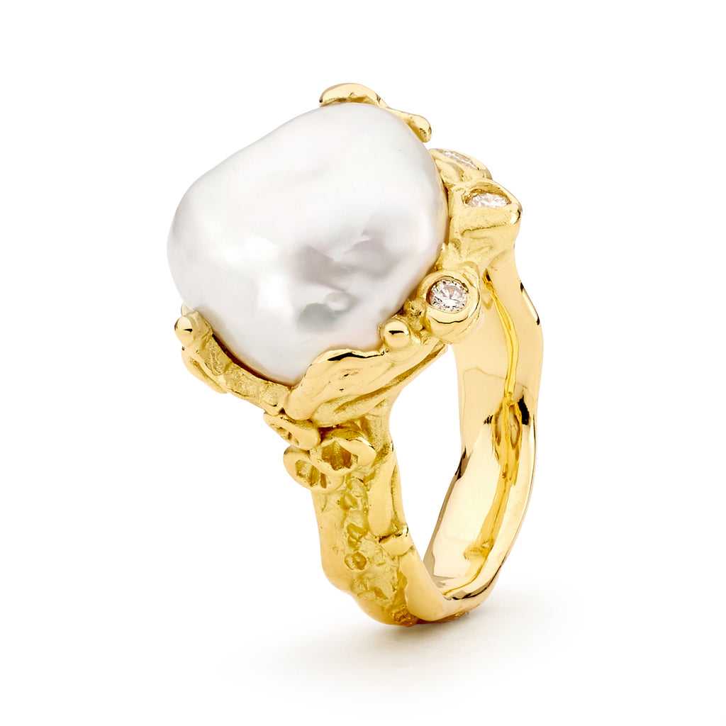 Turquoise pearl on sale ring