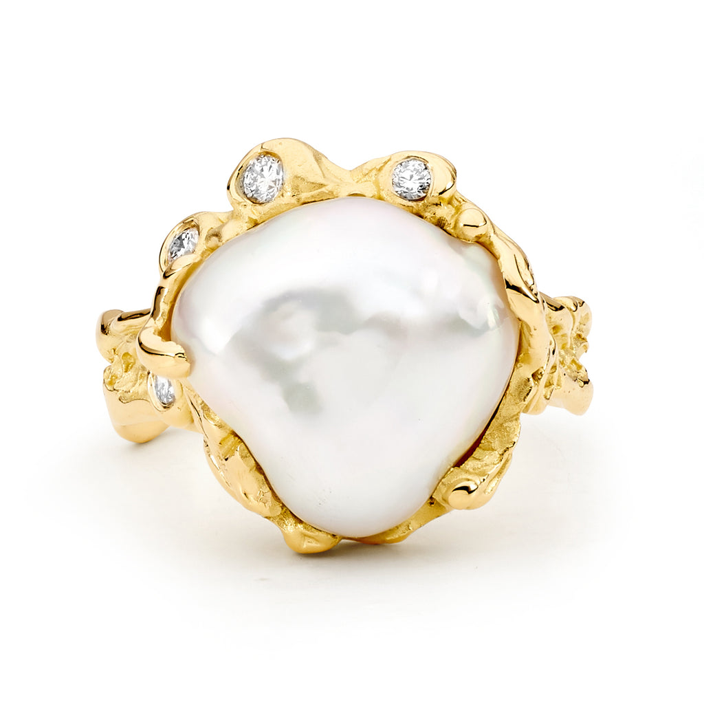 Turquoise pearl on sale ring