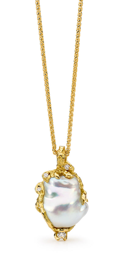 Hand Carved Pearl and Diamond Pendant online jewellery shop buy jewellery online jewellers in perth perth jewellery stores wedding jewellery australia gold jewellery perth