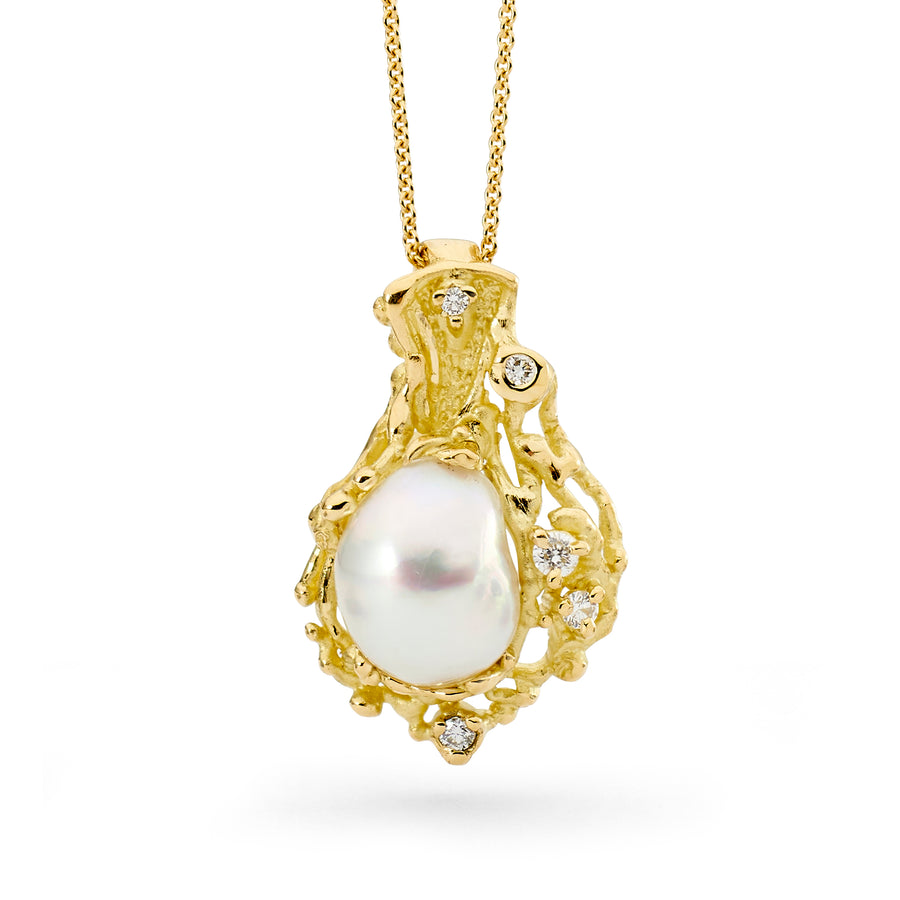 'Sunlit' South Sea Pearl & Diamond Pendant