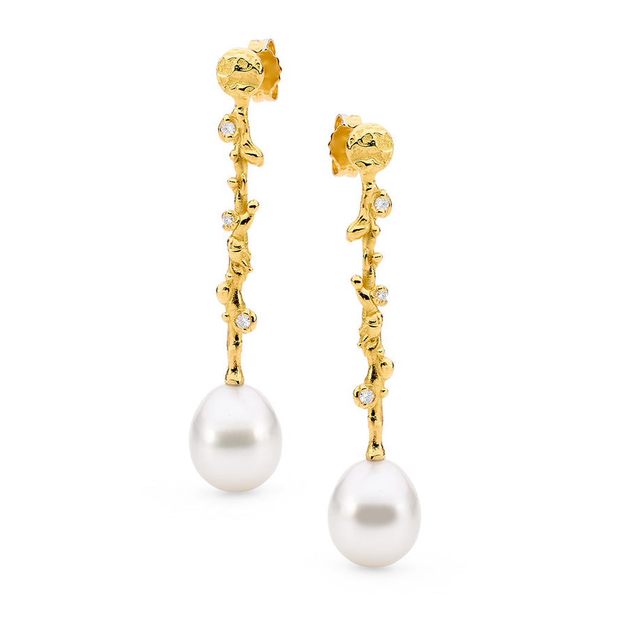 Freeform Pearl and Diamond Earrings online jewellery shop buy jewellery online jewellers in perth perth jewellery stores wedding jewellery australia pearl jewellery
