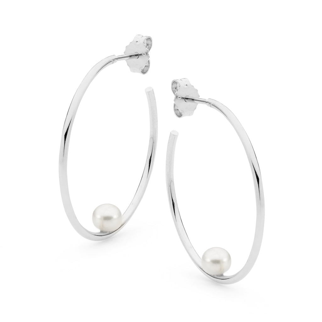 Silver hoops on sale with pearls