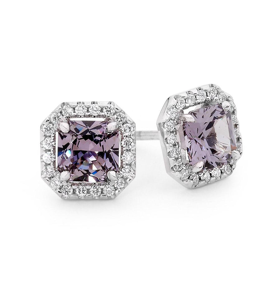 Square Radiant Grey Spinel and Diamond Earrings jewellery stores perth perth jewellery stores australian jewellery designers online jewellery shop perth jewellery shop jewellery shops perth perth jewellers jewellery perth jewellers in perth diamond jewellers perth bridal jewellery australia pearl jewellery