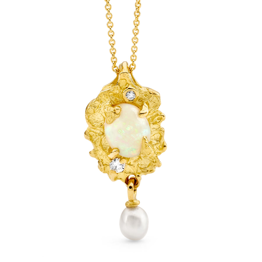 Australian South Sea Pearl and Opal Pendant
