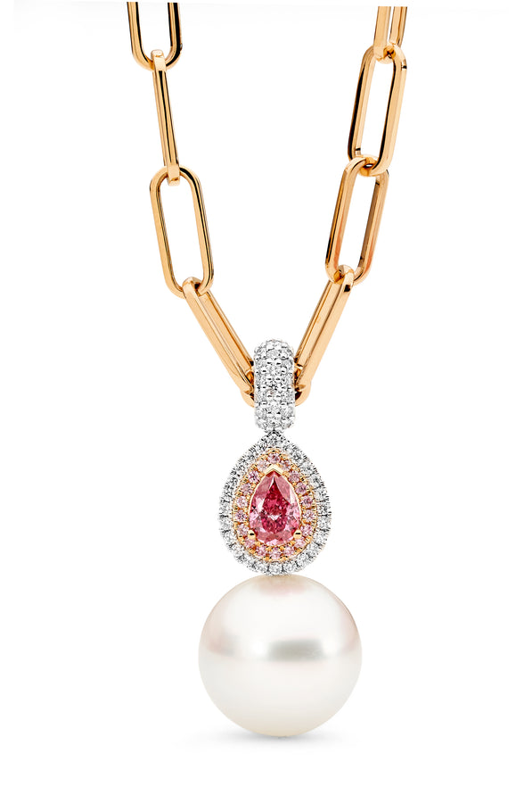 'The Australian Princess' Argyle Pink Diamond & South Sea Pearl Pendant