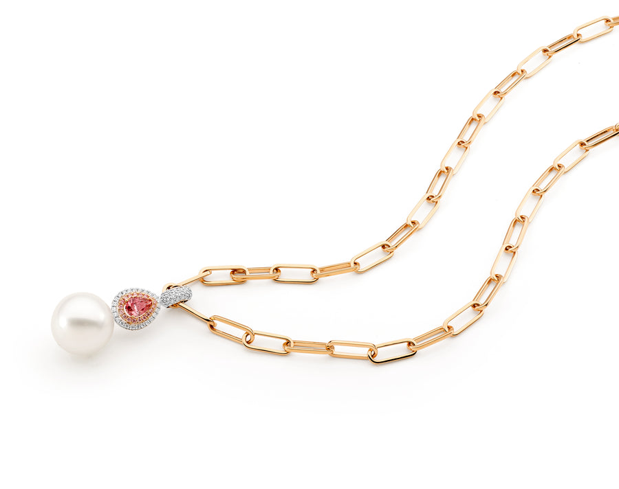 'The Australian Princess' Argyle Pink Diamond & South Sea Pearl Pendant