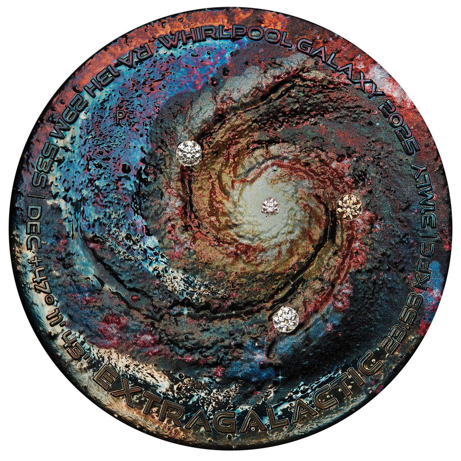 Extragalactic 2025 5oz Silver Patinaed Coloured Coin with Diamonds