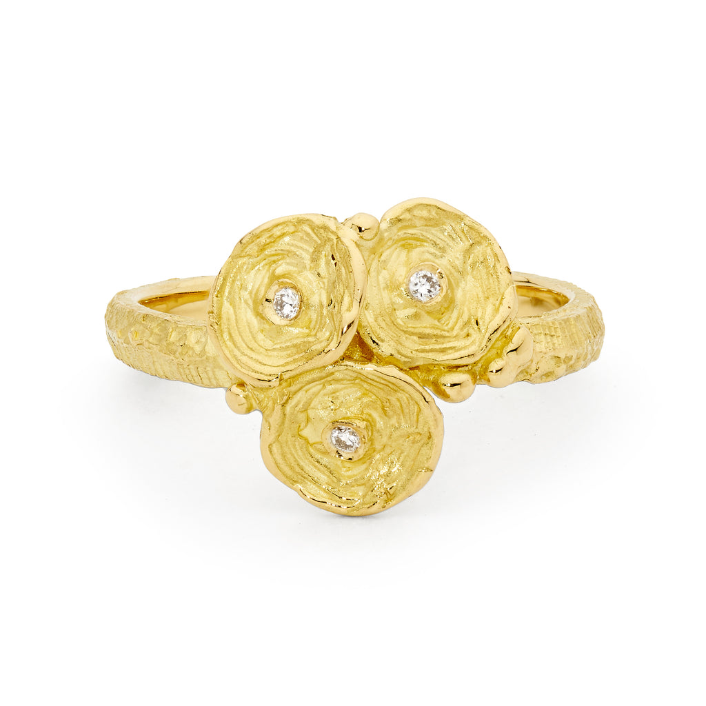 Textured Gold Diamond Disc Ring – Linneys Jewellery