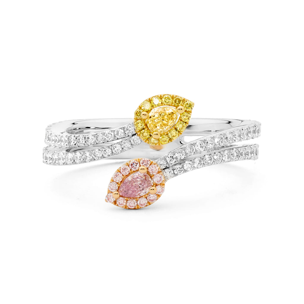 Yellow and pink diamond ring deals