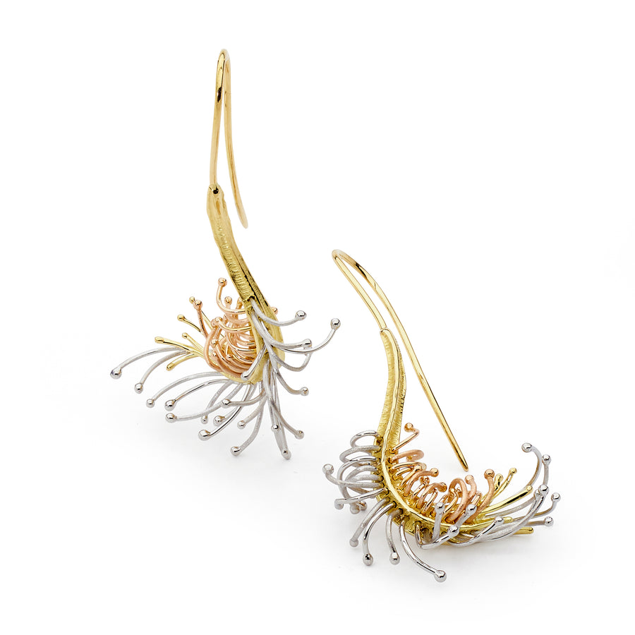 'Sundew' Platinum & 18ct Gold Earrings
