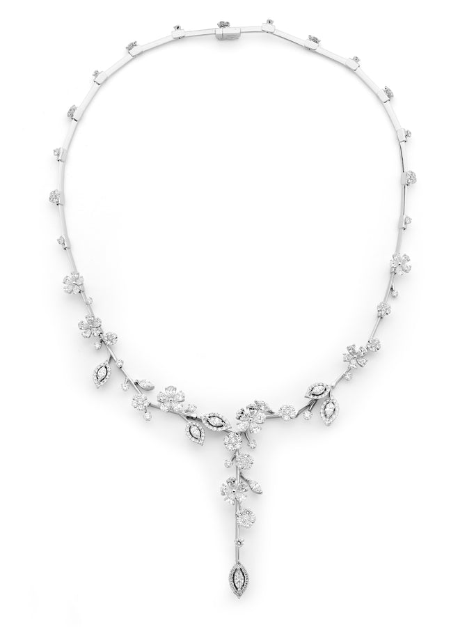 'Floral Wonderland' 18ct White Gold & Diamond Necklace