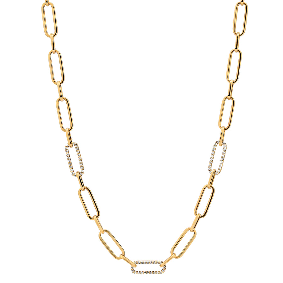 'Bianca' 18ct Gold & White Diamond Paperclip Chain Necklace