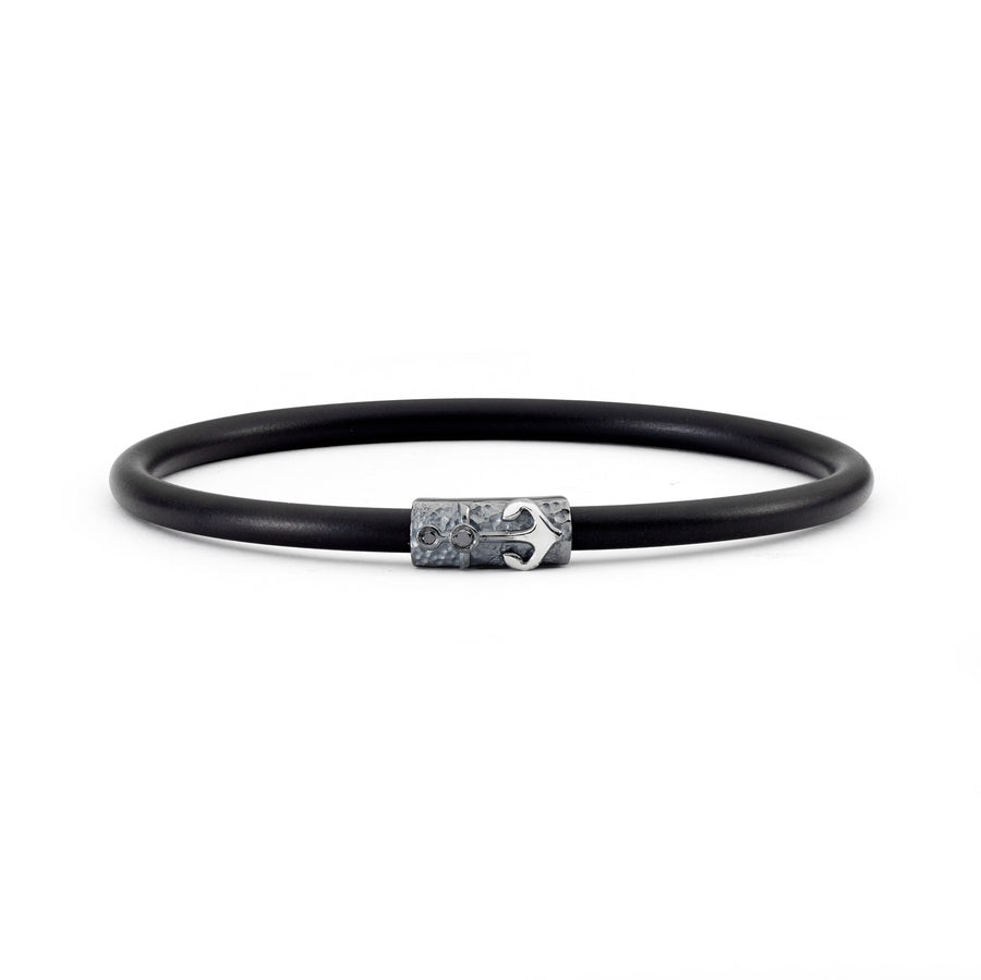 'Docks' Sterling Silver Anchor Neoprene Bangle