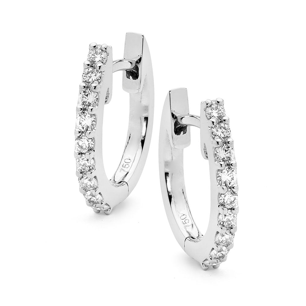 White Diamond Huggie Earrings