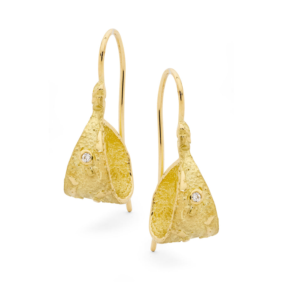 Yellow Gold Triangular Loop Drop Earrings