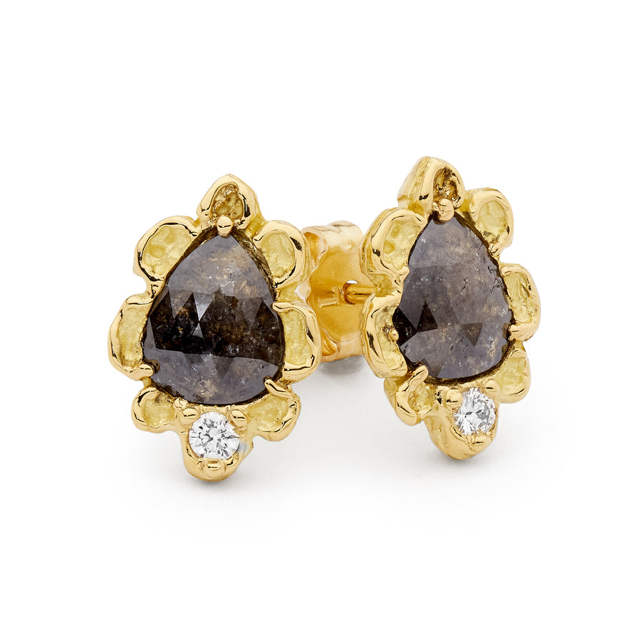 Flower Shaped Studs with Pear Diamonds
