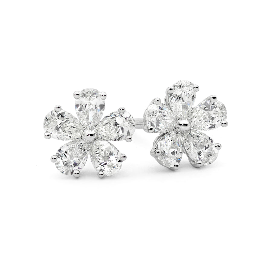 Pear Cut Diamond Floral Studs