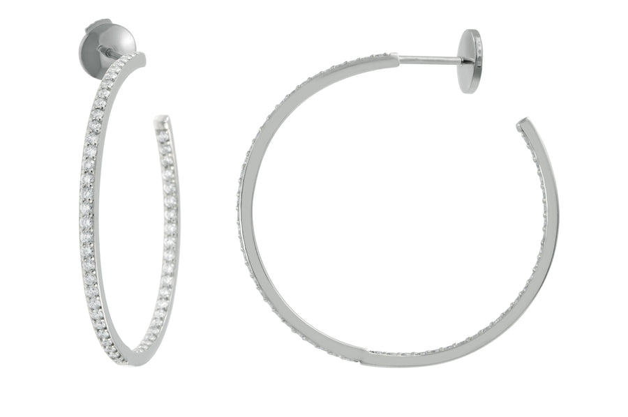 'Daisy' White Gold Diamond Hoops