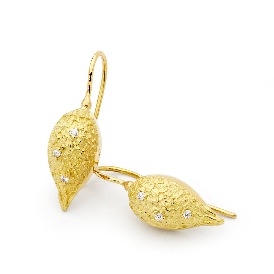 'Golden Pods' Diamond French Hook Earrings