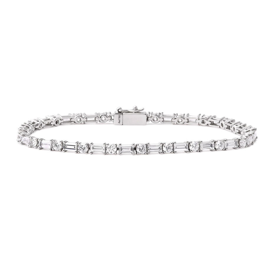 Round and baguette diamond tennis bracelet