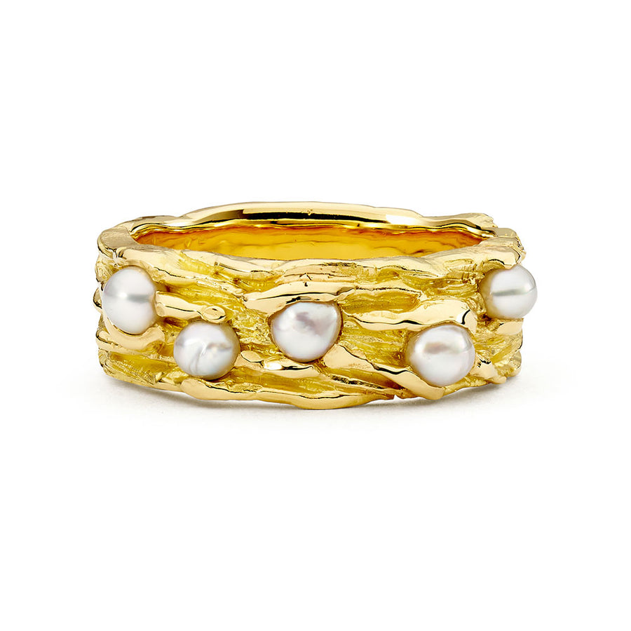 'Beneath the Sea' Yellow Gold Pearl Ring