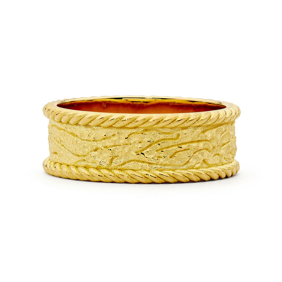 'Wide Rope' Yellow Gold textured Ring