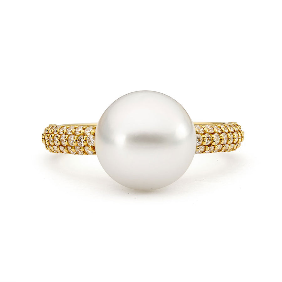 18ct Yellow Gold South Sea Pearl & Diamond Ring