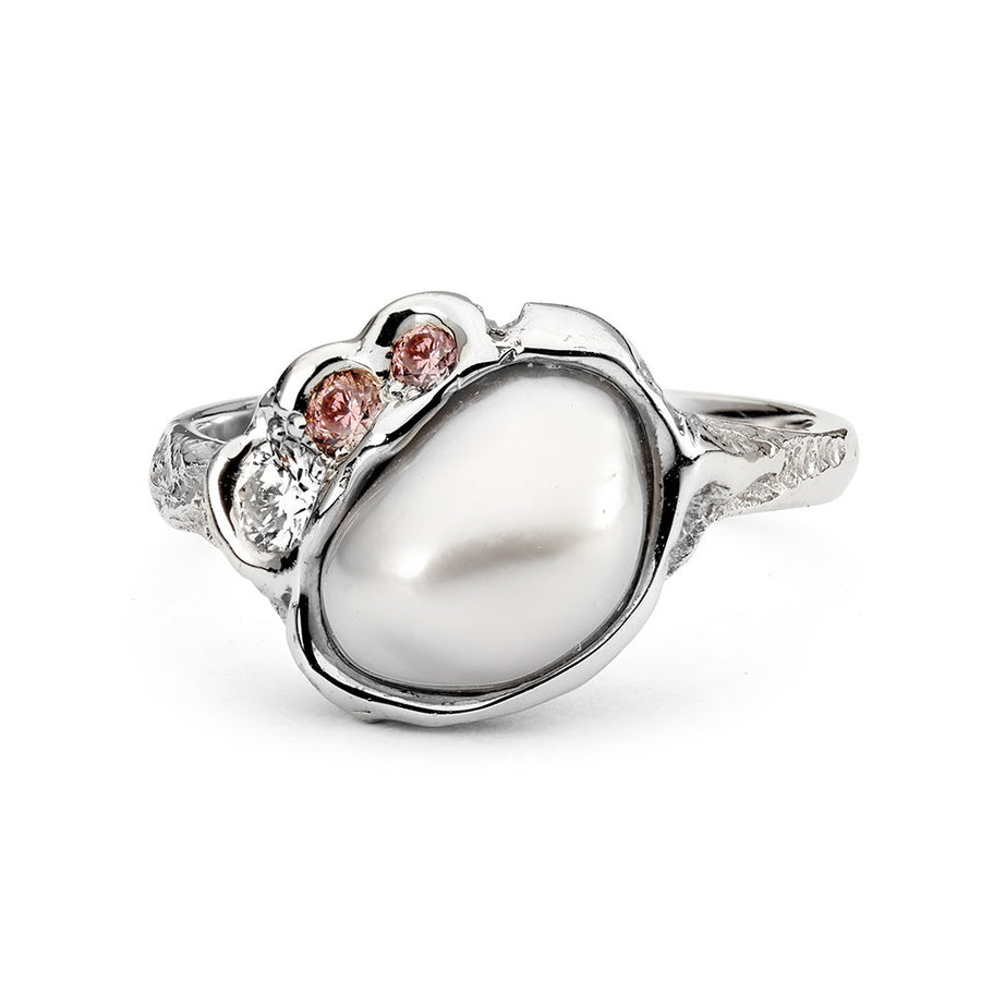 Argyle Pink Diamond & Australian South Sea Pearl Ring