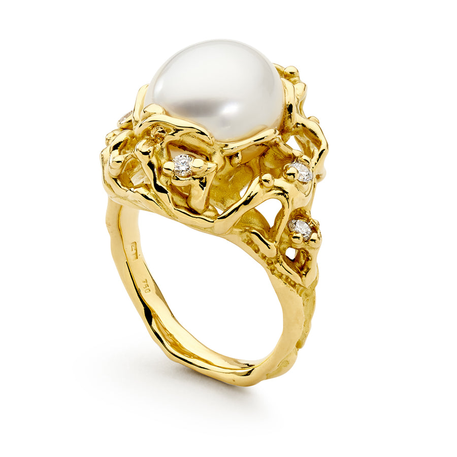 'Lola' Australian South Sea Pearl & Diamond Ring