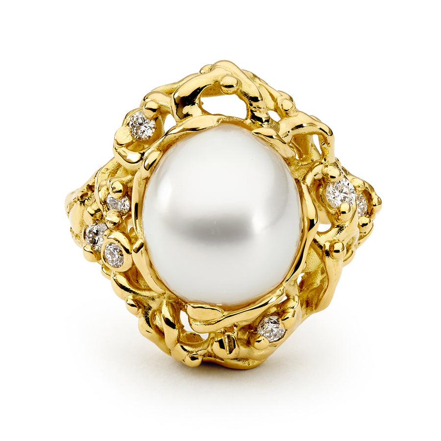 'Lola' Australian South Sea Pearl & Diamond Ring
