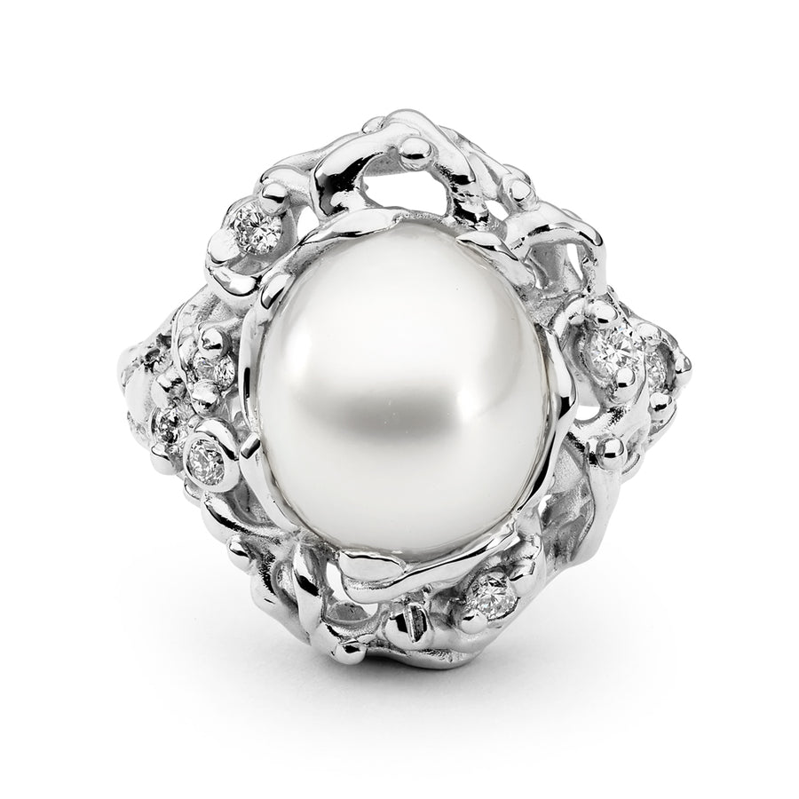 'Lola' Australian South Sea Pearl & Diamond Ring